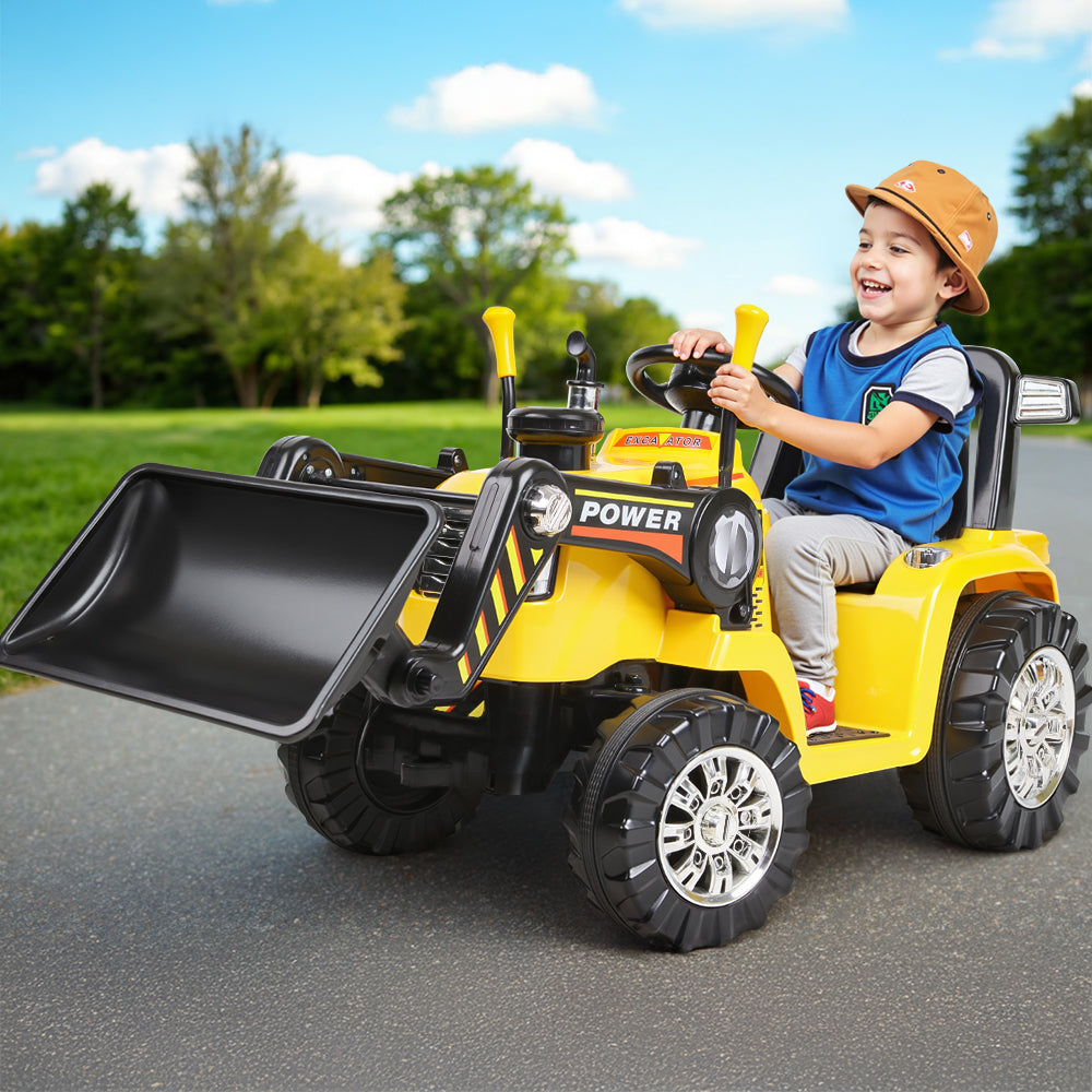 Rigo Kids Electric Ride On Car Bulldozer Digger Loader Remote 6V Yellow-0