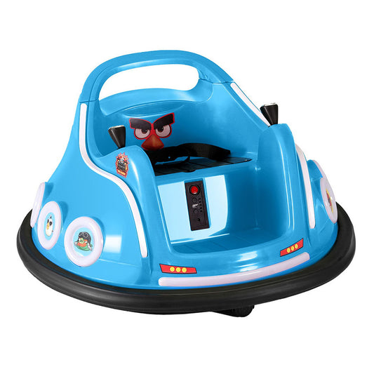 Kids Ride On Car Bumper Electric Toys Cars Light Remote Angry Birds Sticker Blue-0