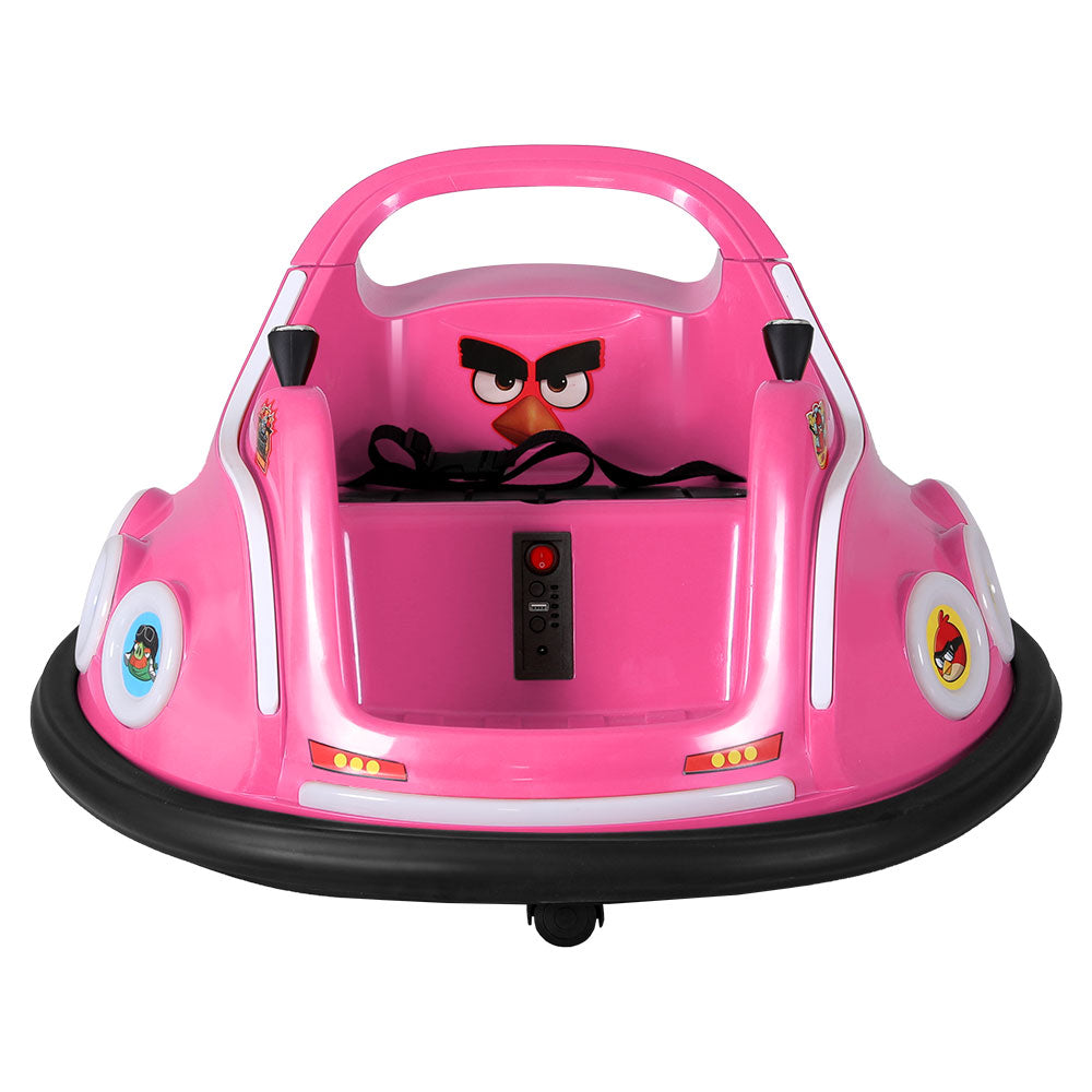 Kids Ride On Car Bumper Electric Toys Cars Light Remote Angry Birds Sticker Pink-2