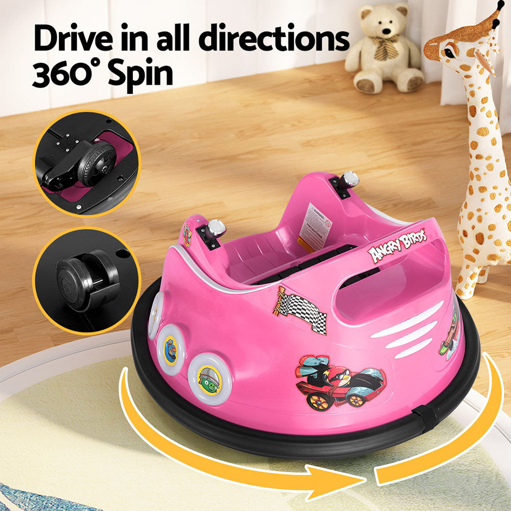 Kids Ride On Car Bumper Electric Toys Cars Light Remote Angry Birds Sticker Pink-5