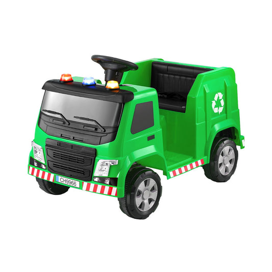 Rigo Kids Ride On Car Garbage Truck Police Light 12V Electric Toys Cars Green-0