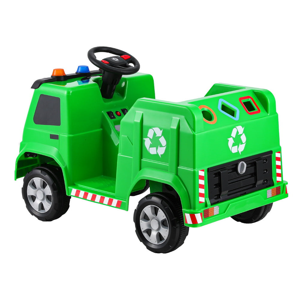 Rigo Kids Ride On Car Garbage Truck Police Light 12V Electric Toys Cars Green-2