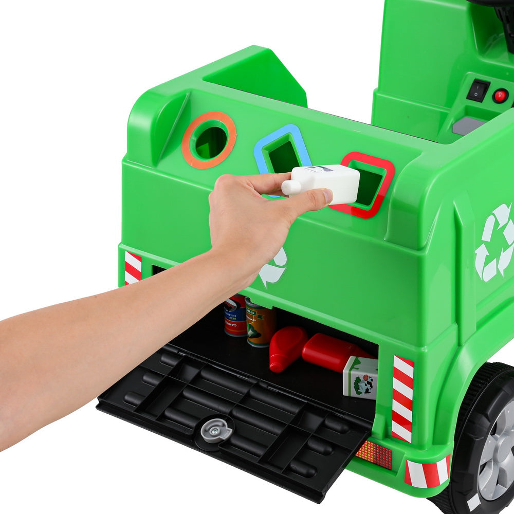 Rigo Kids Ride On Car Garbage Truck Police Light 12V Electric Toys Cars Green-3