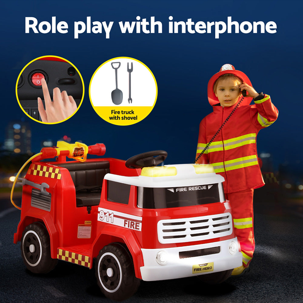 Rigo Kids Ride On Car Electric Fire Engine Fighting Truck with Water Gun Music-3
