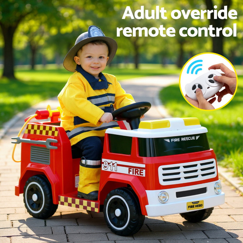 Rigo Kids Ride On Car Electric Fire Engine Fighting Truck with Water Gun Music-5