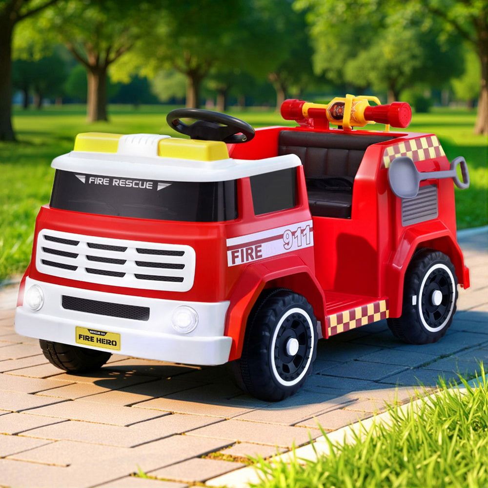 Rigo Kids Ride On Car Electric Fire Engine Fighting Truck with Water Gun Music-6
