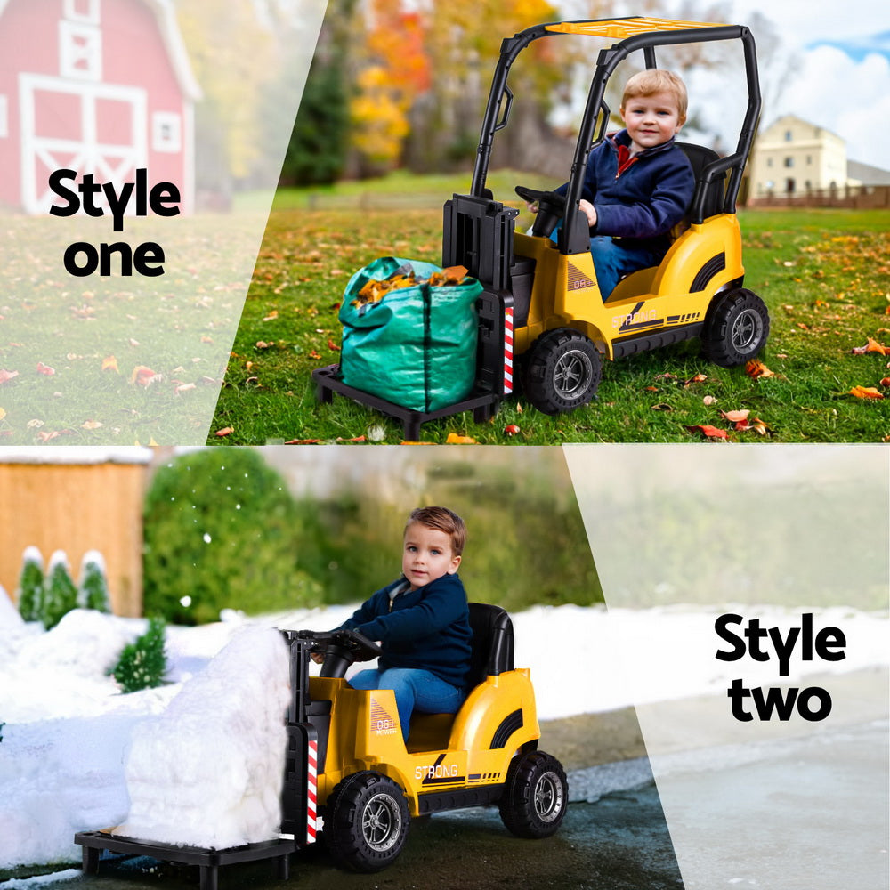 Rigo Kids Electric Ride On Car Forklift Loader Toys Cars Horn Remote 12V Yellow-5