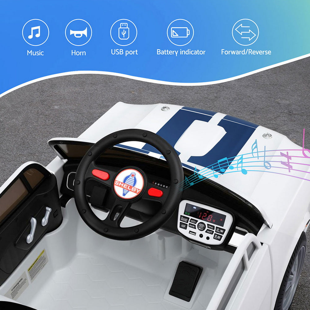 Kids Electric Ride On Car Licensed GT350 Outdoor Toys Cars Music Remote White-5