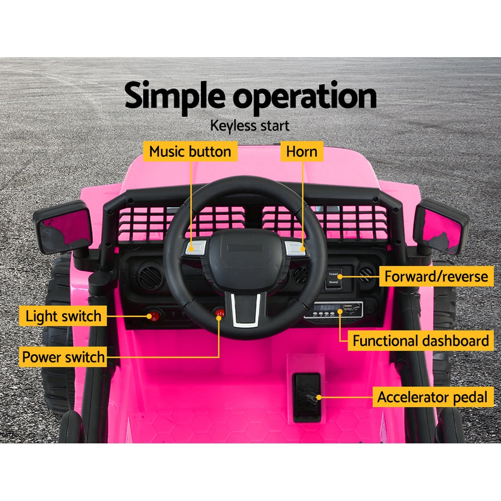 Rigo Kids Electric Ride On Car Jeep Toy Cars Remote 12V Pink-6