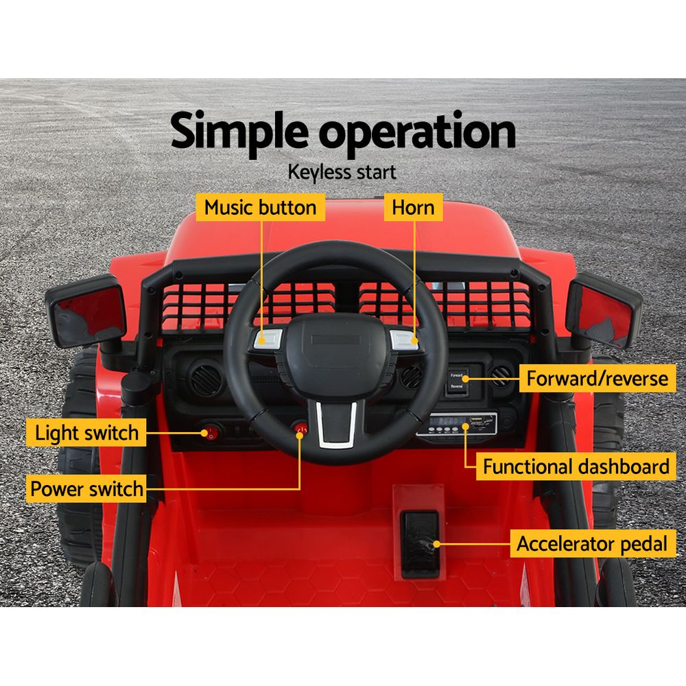 Rigo Kids Electric Ride On Car Jeep Toy Cars Remote 12V Red-4