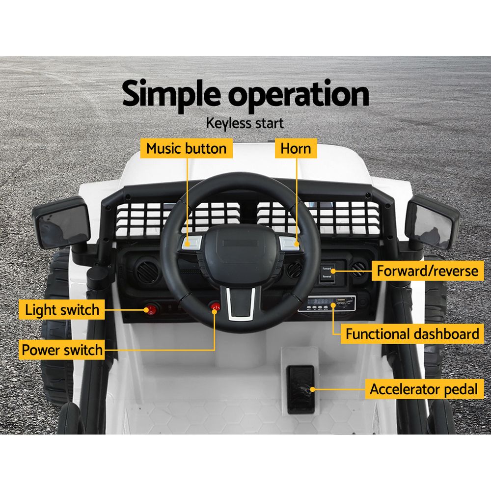 Rigo Kids Electric Ride On Car Jeep Toy Cars Remote 12V White-4