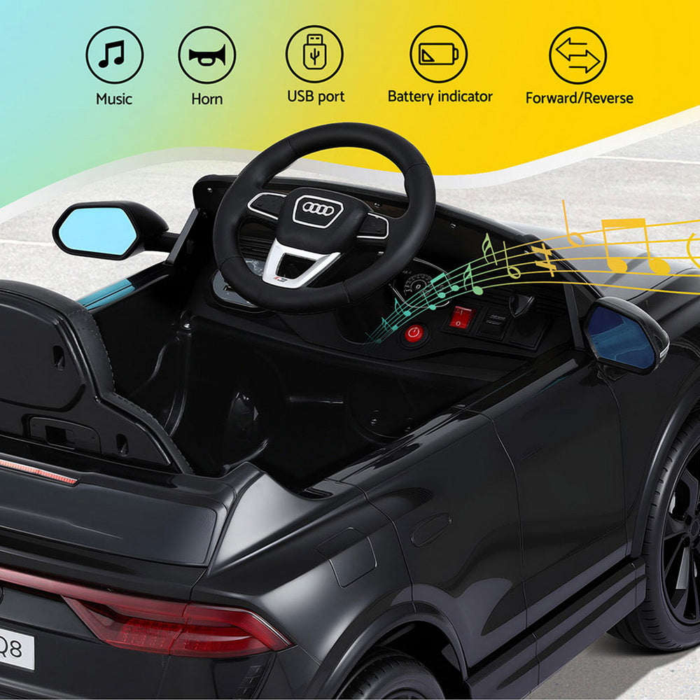 Kids Ride On Car Licensed RSQ8 Electric Toy Black Remote 12V Cars Black-4