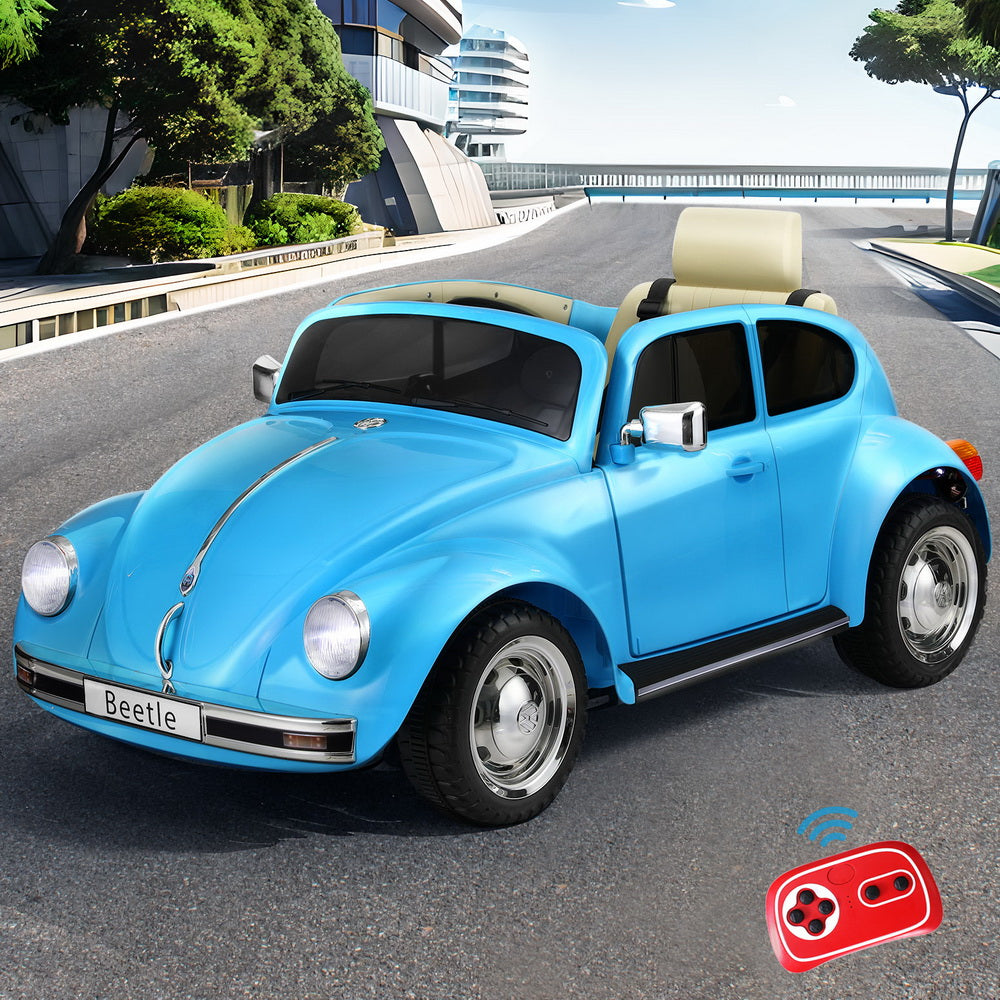 Kids Ride On Car Licensed Volkswagen Beetle Electric Toys Horn Remote 6V Blue-6