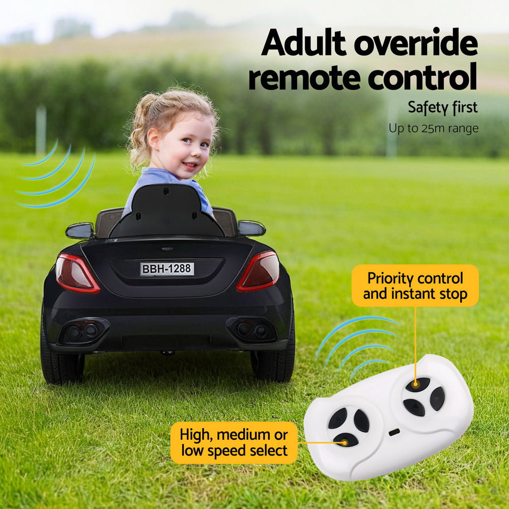 Rigo Kids Electric Ride On Car Toys Cars Horn Music Remote Control 12V Black-5