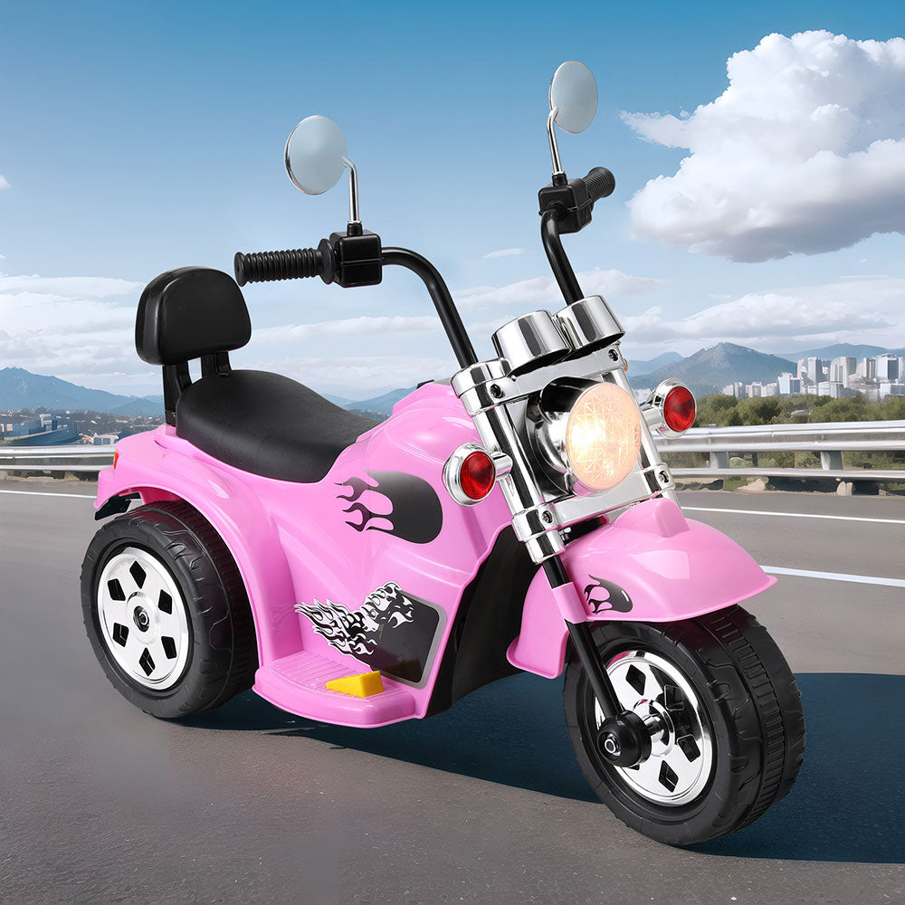 Rigo Kids Ride On Car Motorcycle Motorbike Electric Toys Horn Music 6V Pink-0