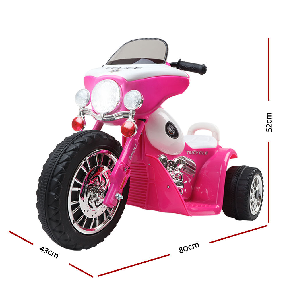 Rigo Kids Electric Ride On Patrol Police Car Harley-Inspired 6V Pink-1