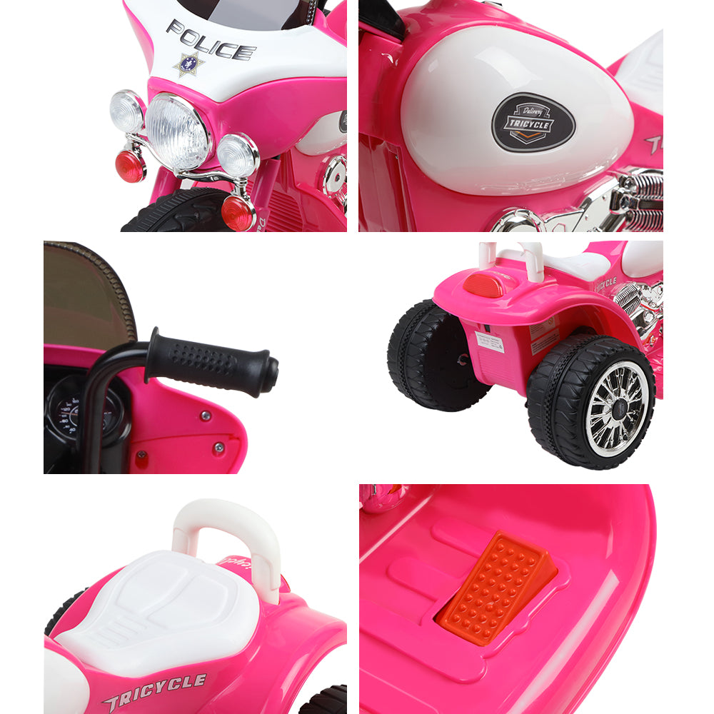 Rigo Kids Electric Ride On Patrol Police Car Harley-Inspired 6V Pink-5