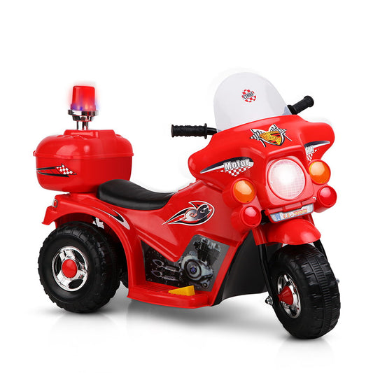 Rigo Kids Electric Ride On Police Motorcycle Motorbike 6V Battery Red-0