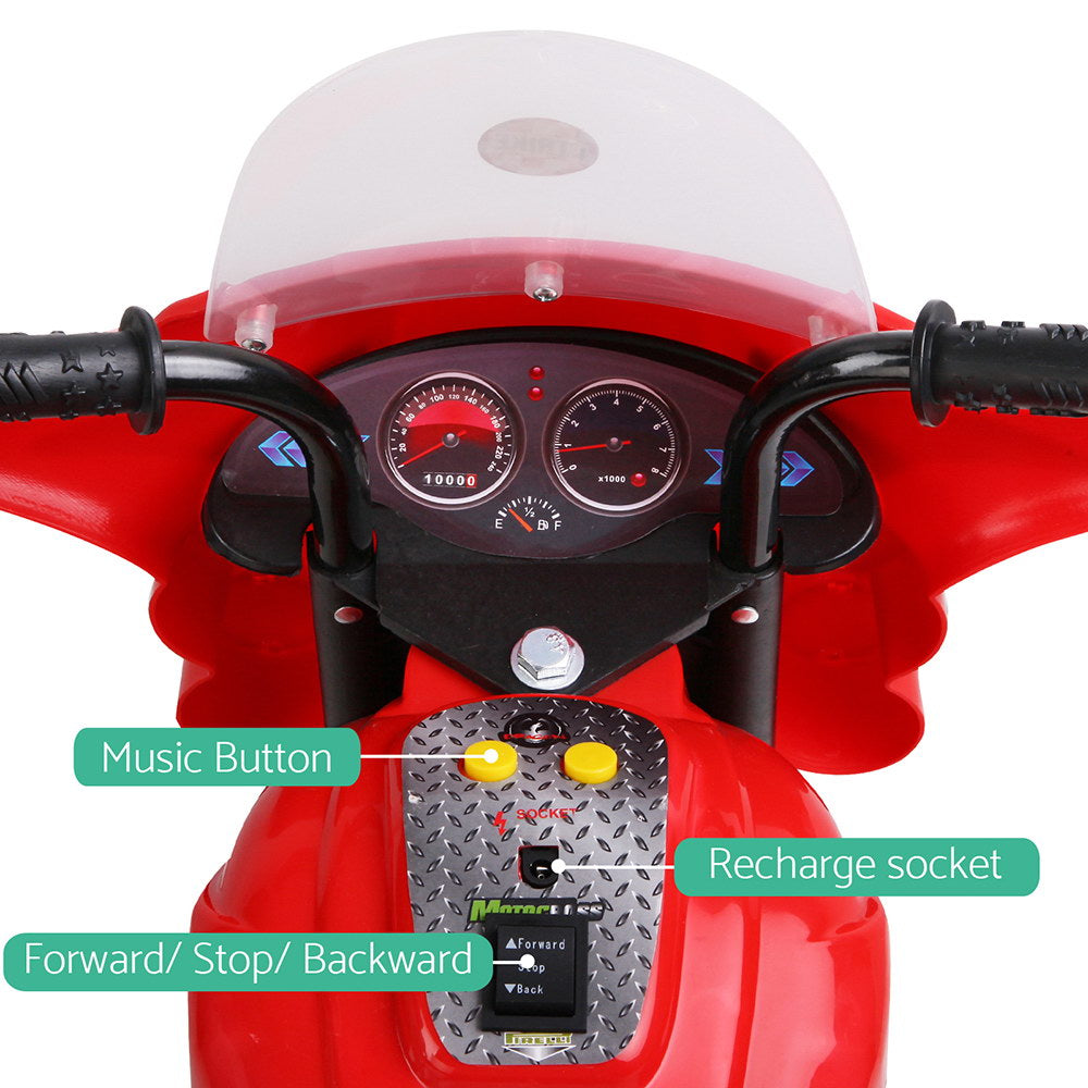 Rigo Kids Electric Ride On Police Motorcycle Motorbike 6V Battery Red-4
