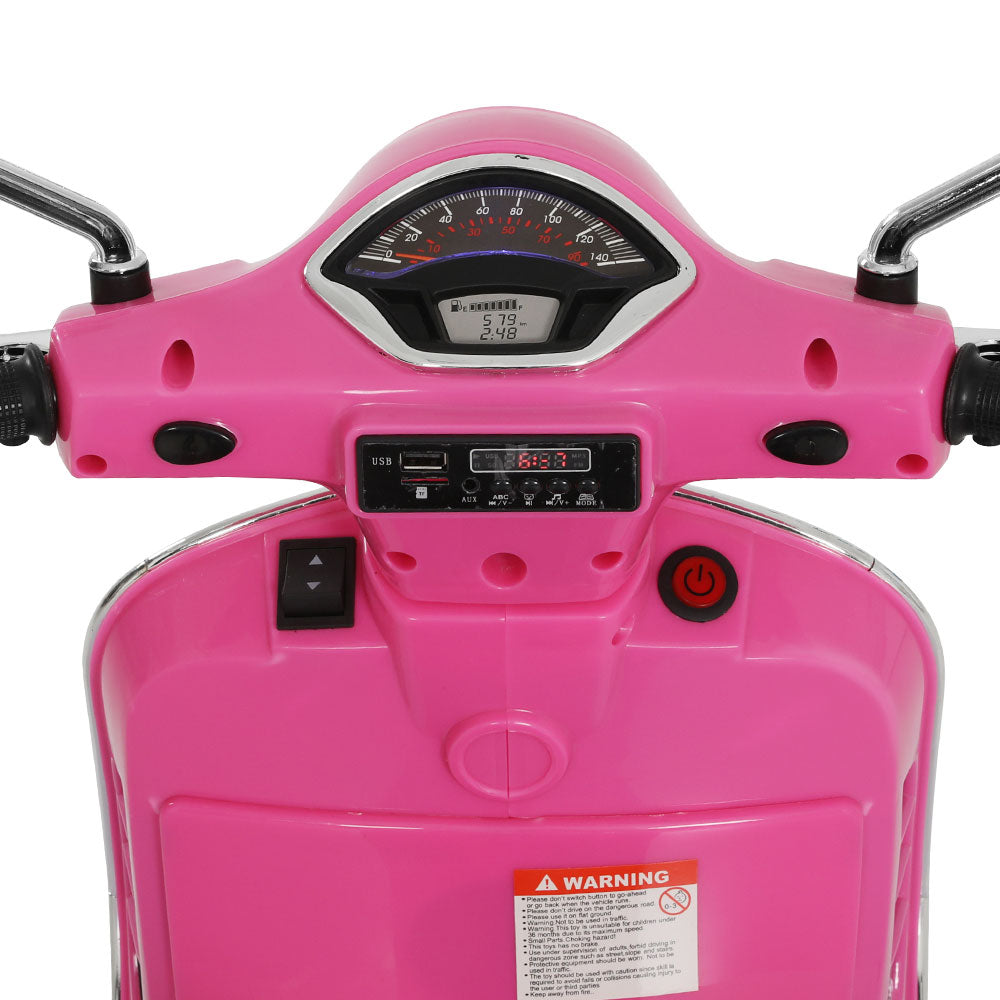 Kids Electric Ride On Car Motorcycle Motorbike Vespa Licensed GTS Pink-4