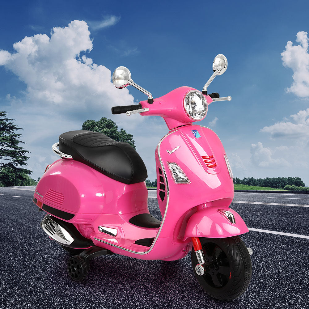 Kids Electric Ride On Car Motorcycle Motorbike Vespa Licensed GTS Pink-6