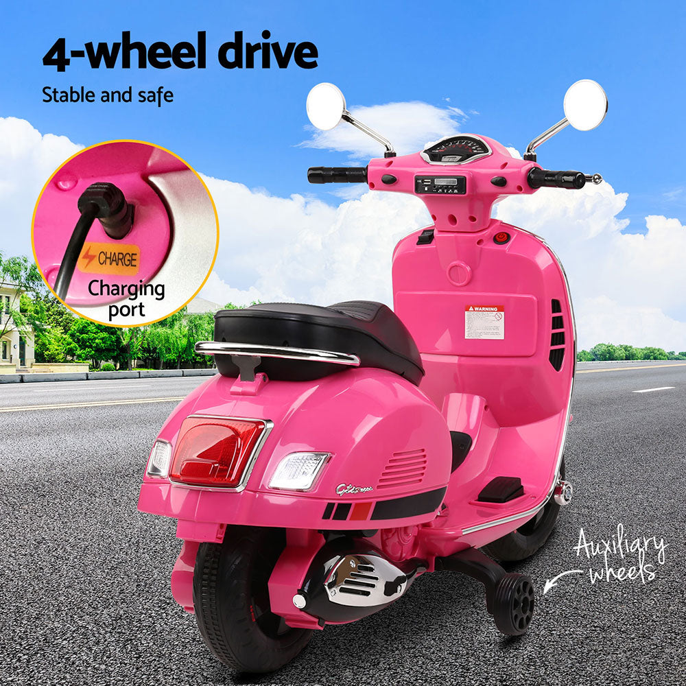 Kids Electric Ride On Car Motorcycle Motorbike Vespa Licensed GTS Pink-5