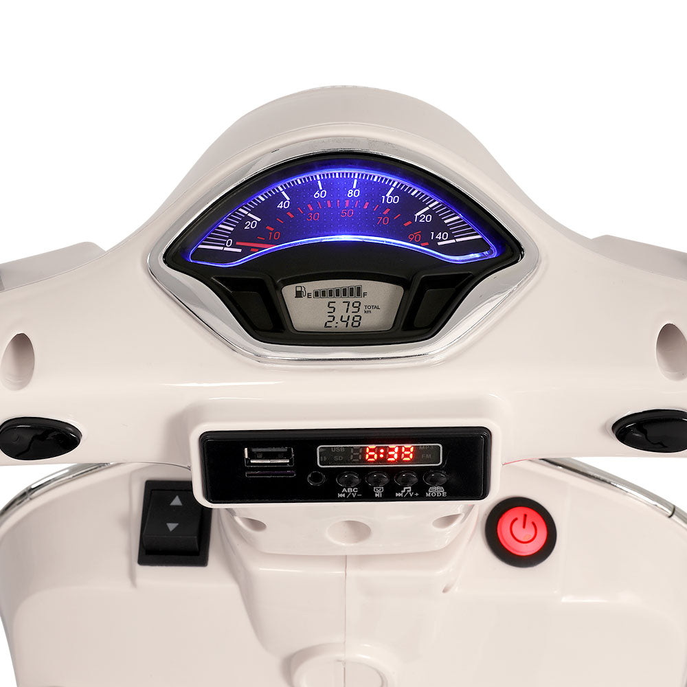 Kids Electric Ride On Car Motorcycle Motorbike Vespa Licensed GTS White-4