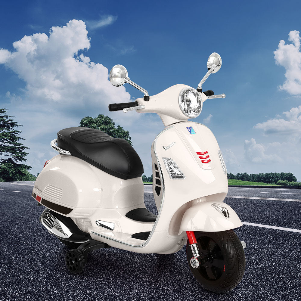 Kids Electric Ride On Car Motorcycle Motorbike Vespa Licensed GTS White-6