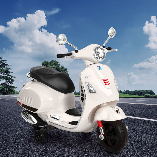 Kids Electric Ride On Car Motorcycle Motorbike Vespa Licensed GTS White-0