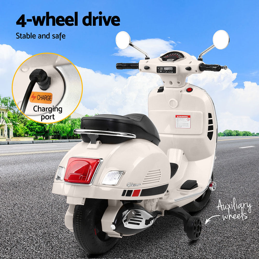 Kids Electric Ride On Car Motorcycle Motorbike Vespa Licensed GTS White-5