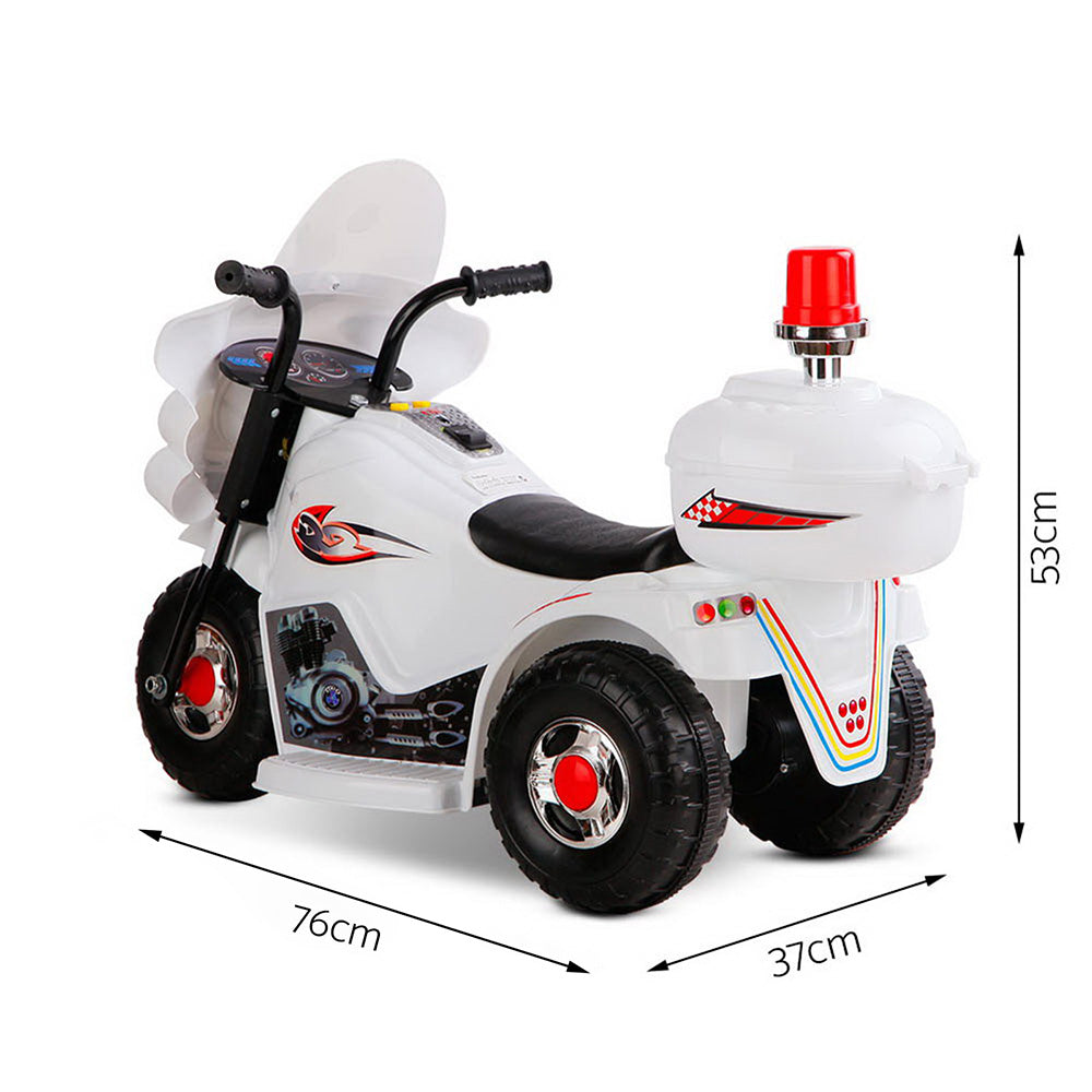 Rigo Kids Electric Ride On Police Motorcycle Motorbike 6V Battery White-1