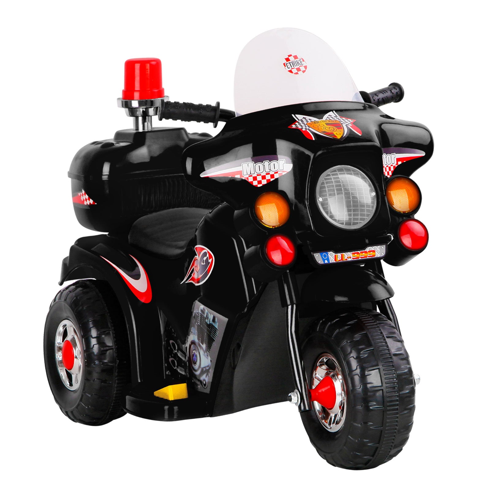 Rigo Kids Electric Ride On Police Motorcycle Motorbike 6V Battery Black-0