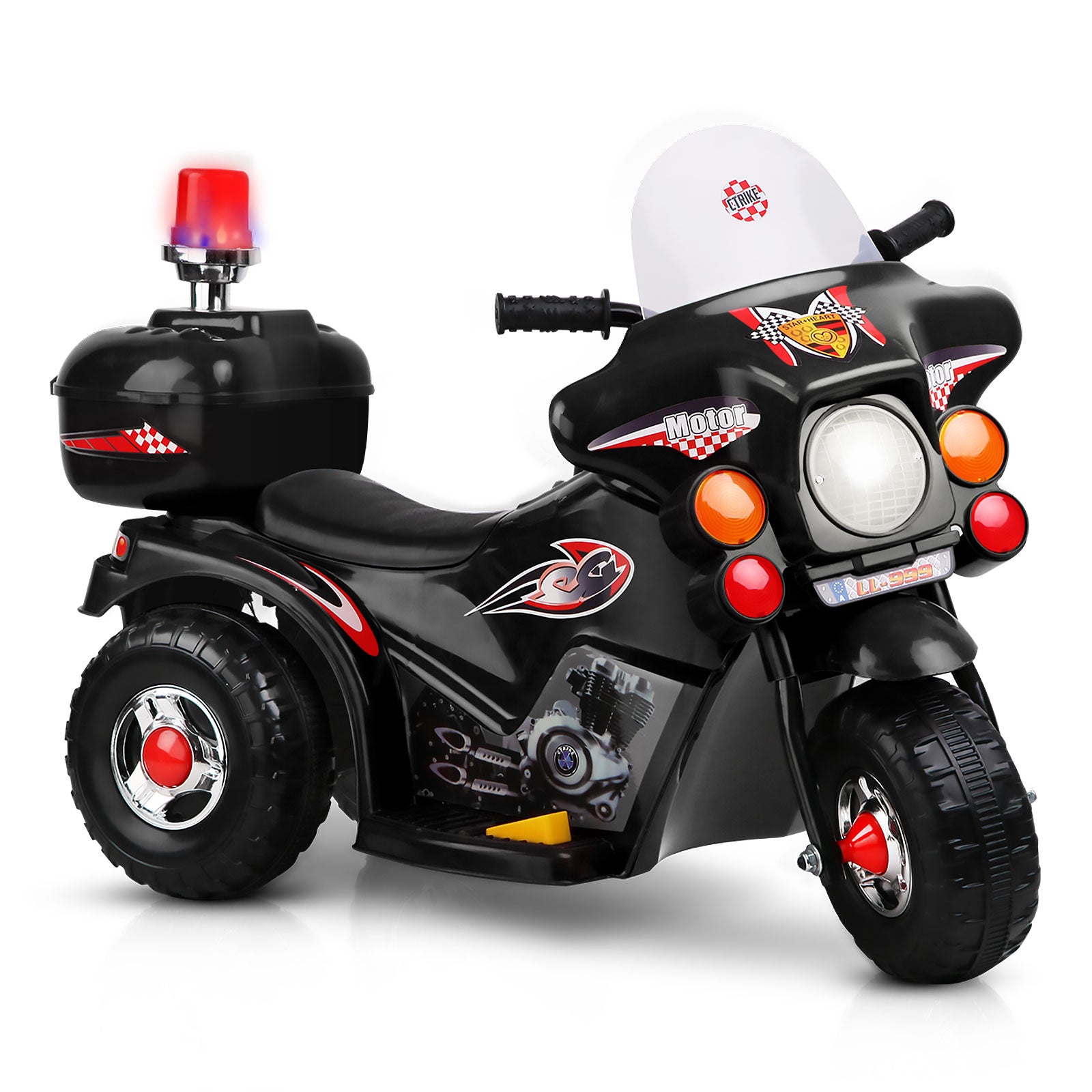 Rigo Kids Electric Ride On Police Motorcycle Motorbike 6V Battery Black-2