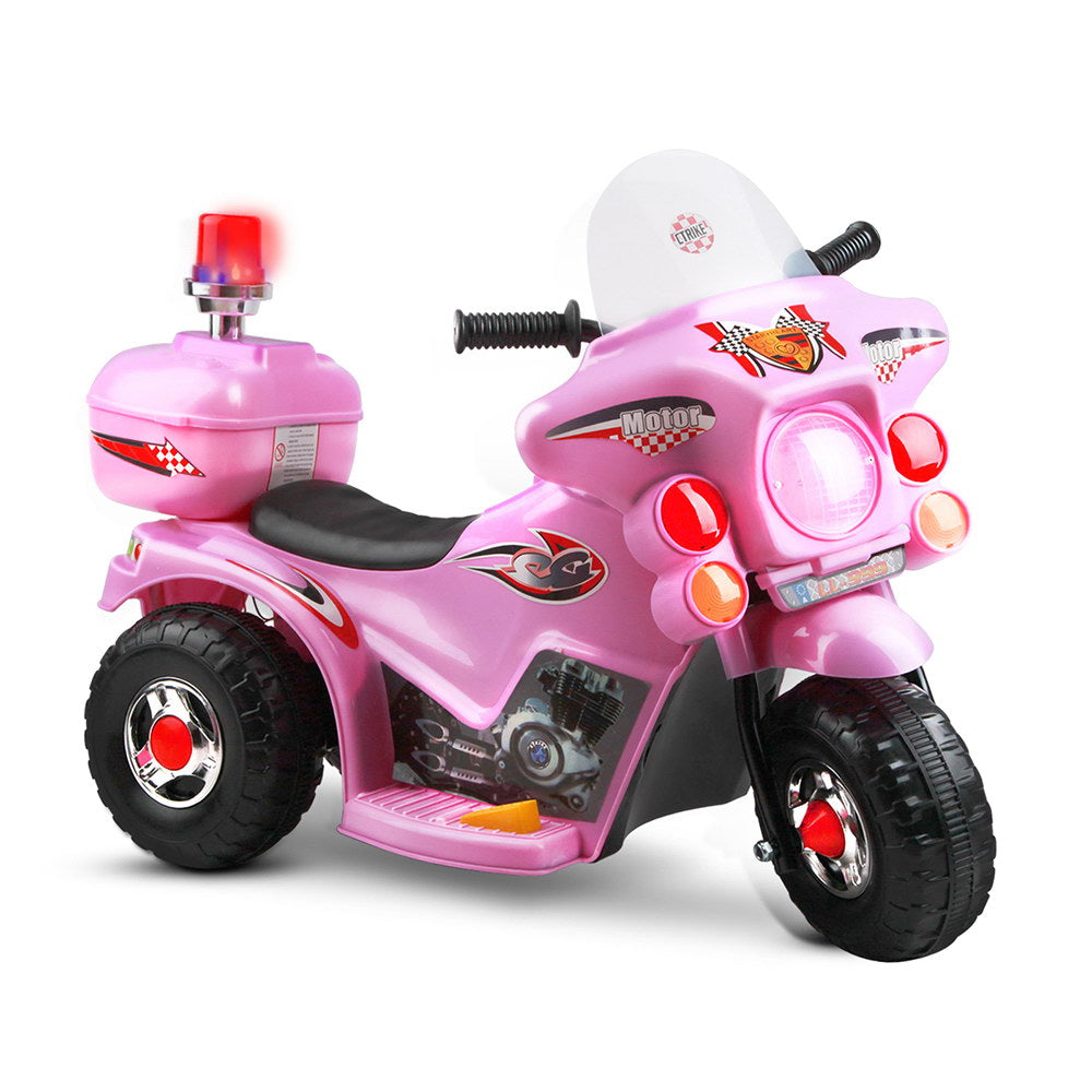 Rigo Kids Electric Ride On Police Motorcycle Motorbike 6V Battery Pink-0