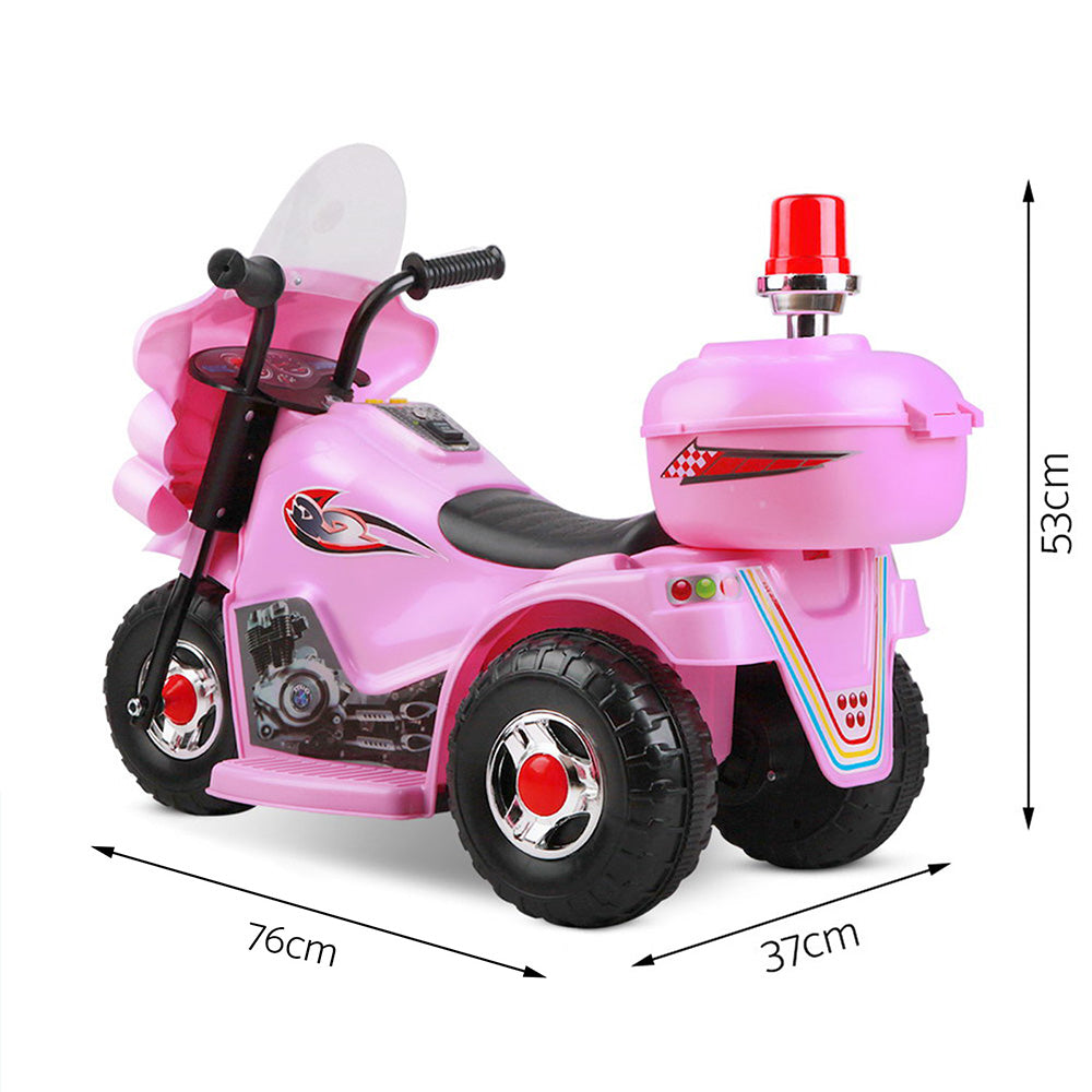 Rigo Kids Electric Ride On Police Motorcycle Motorbike 6V Battery Pink-1