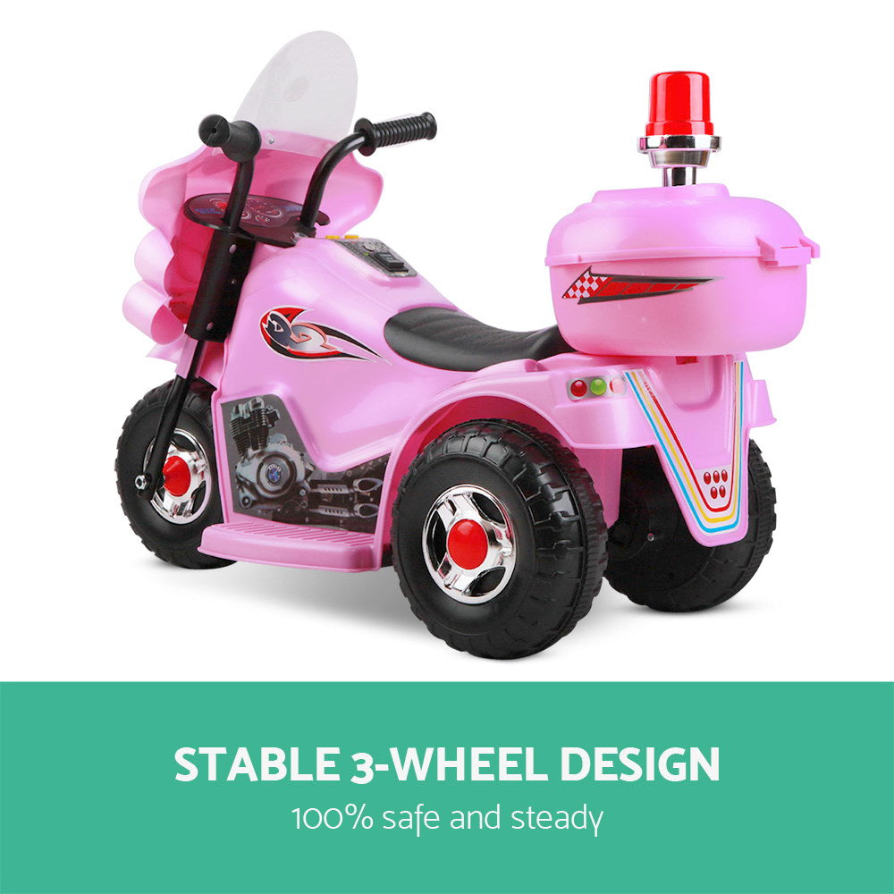 Rigo Kids Electric Ride On Police Motorcycle Motorbike 6V Battery Pink-3