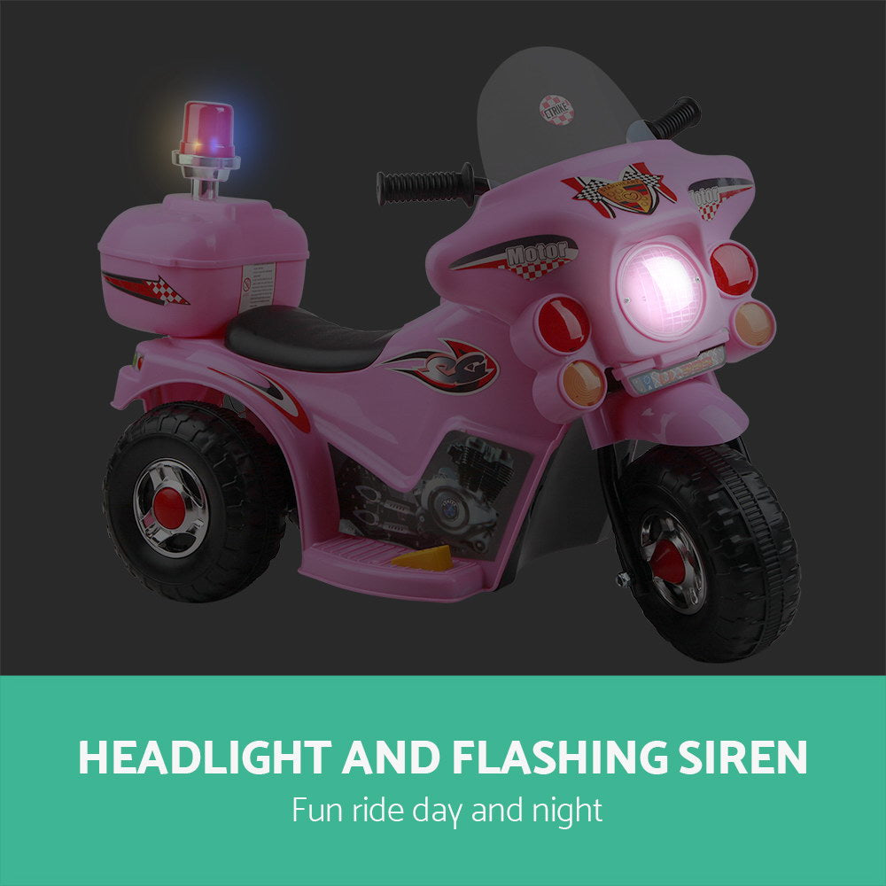 Rigo Kids Electric Ride On Police Motorcycle Motorbike 6V Battery Pink-4