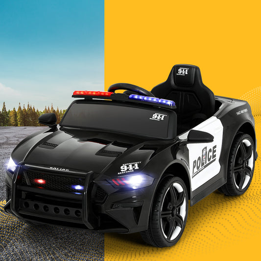 Rigo Kids Ride On Car Electric Patrol Police Cars Battery Powered Toys 12V Black-0