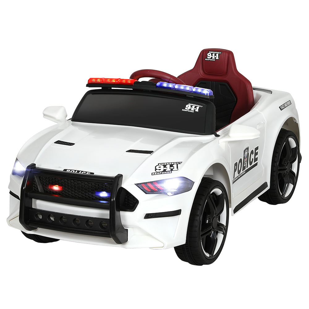 Rigo Kids Ride On Car Electric Patrol Police Cars Battery Powered Toys 12V White-0