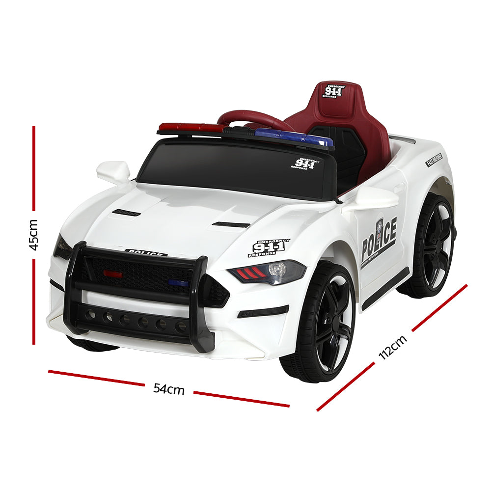 Rigo Kids Ride On Car Electric Patrol Police Cars Battery Powered Toys 12V White-1