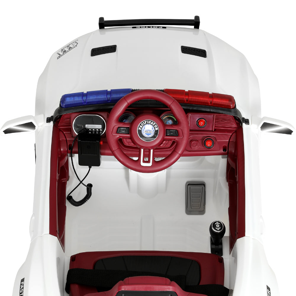 Rigo Kids Ride On Car Electric Patrol Police Cars Battery Powered Toys 12V White-3
