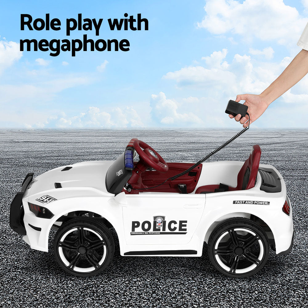 Rigo Kids Ride On Car Electric Patrol Police Cars Battery Powered Toys 12V White-4