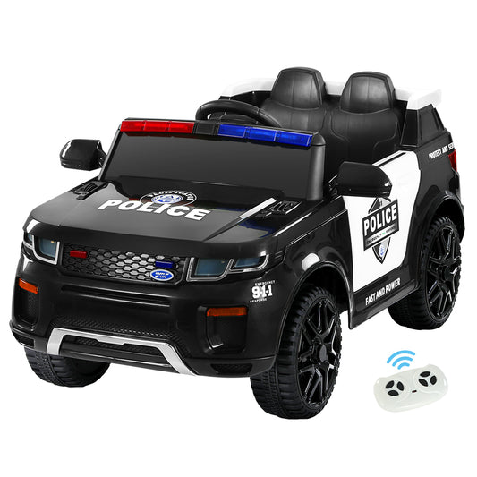 Rigo Kids Electric Ride On Patrol Police Car Horn Music Remote Black-0