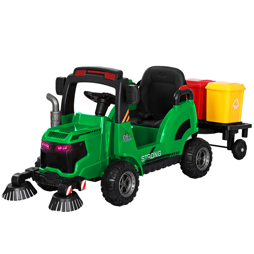 Rigo Kids Electric Ride On Car Street Sweeper Truck Toy Cars Remote 12V Green-0