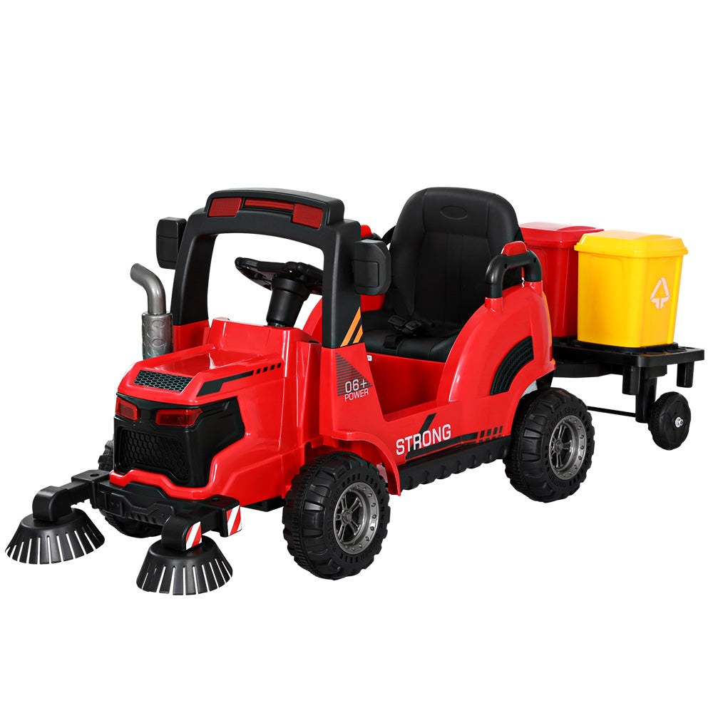 Rigo Kids Electric Ride On Car Street Sweeper Truck Toy Cars Remote 12V Red-0