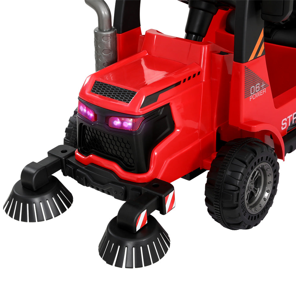 Rigo Kids Electric Ride On Car Street Sweeper Truck Toy Cars Remote 12V Red-4