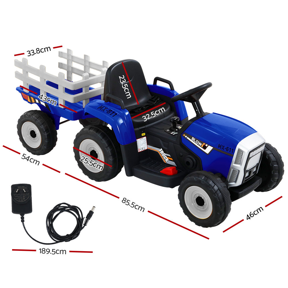 Rigo Kids Electric Ride On Car Tractor Toy Cars 12V Blue-1