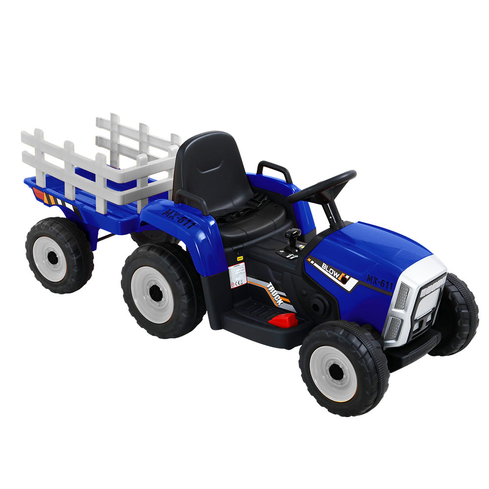 Rigo Kids Electric Ride On Car Tractor Toy Cars 12V Blue-2