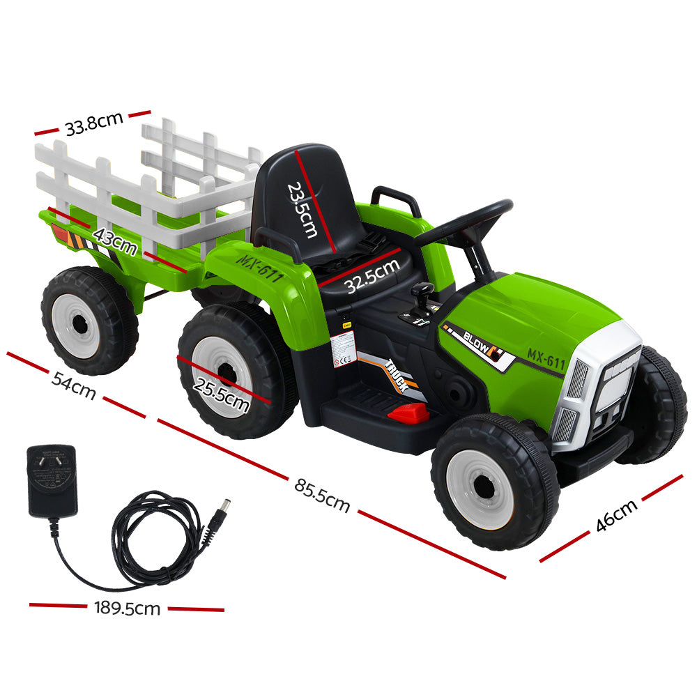 Rigo Kids Electric Ride On Car Tractor Toy Cars 12V Green-1