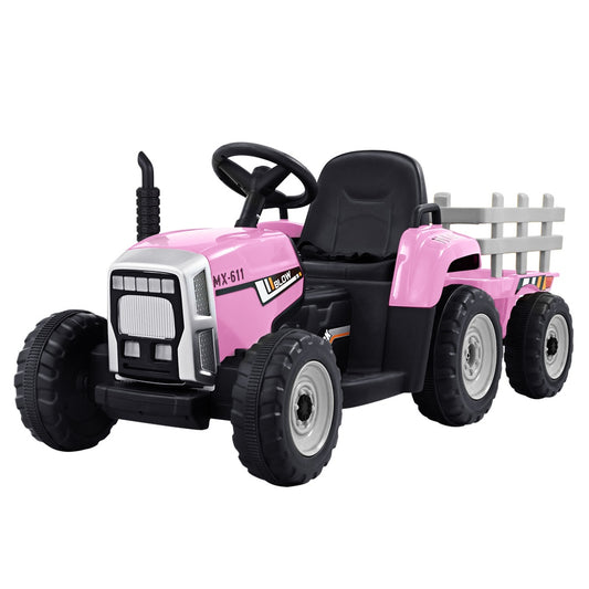 Rigo Kids Electric Ride On Car Tractor Toy Cars 12V Pink-0